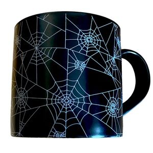 HYDE AND EEK Stoneware Black Spider Web Goth/Halloween Coffee Mug